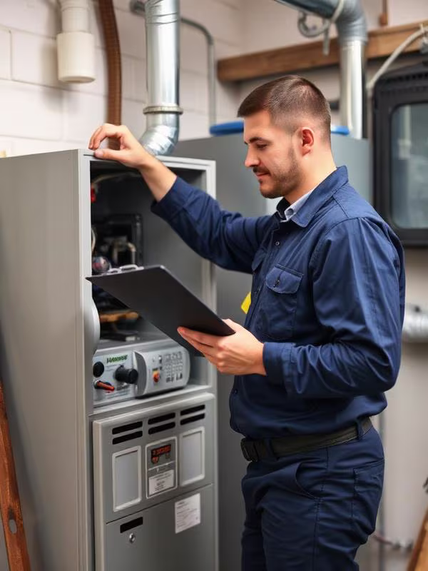 Technician performing furnace maintenance in Springfield