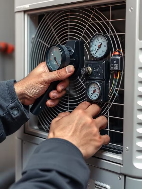 HVAC technician repairing an air conditioner in a Springfield home